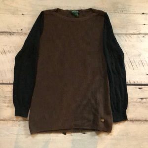 Lauren by Ralph Lauren! Long Brown Black Sweater L